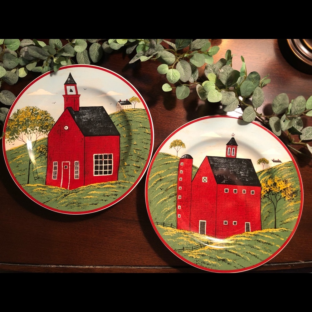 Set of 2, Charming Brandon House Warren Kimble by Sakura “ Country Life plates”